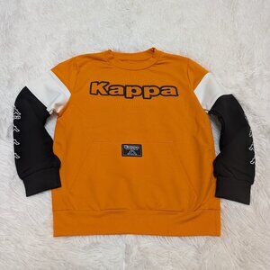 Kappa Unisex Crew Neck Orange with Black Pullover Loopknit  Sweatshirt NWOT